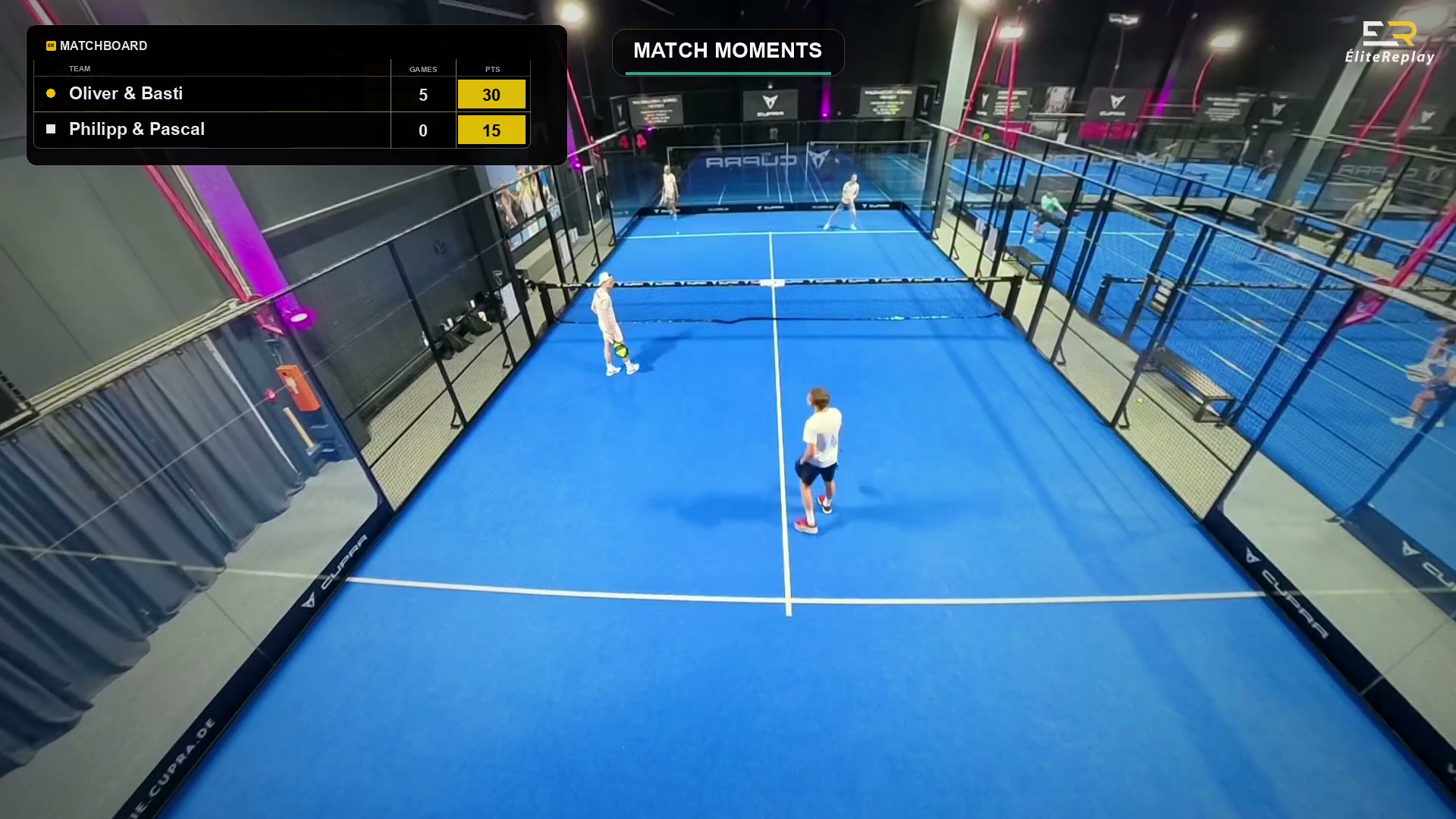 ÉliteReplay MatchBoard auf einem echten Padelcourt